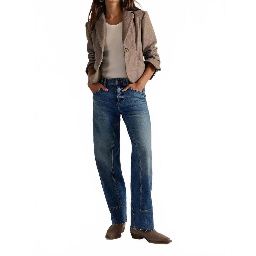 NEW FREE PEOPLE risk taker mid rise jeans in blue